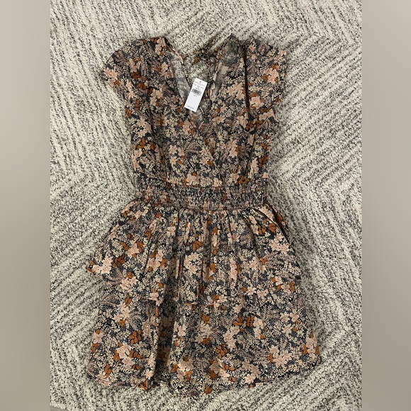American Eagle Dress, size Small, NWT, navy, tan and peach floral - Picture 1 of 2